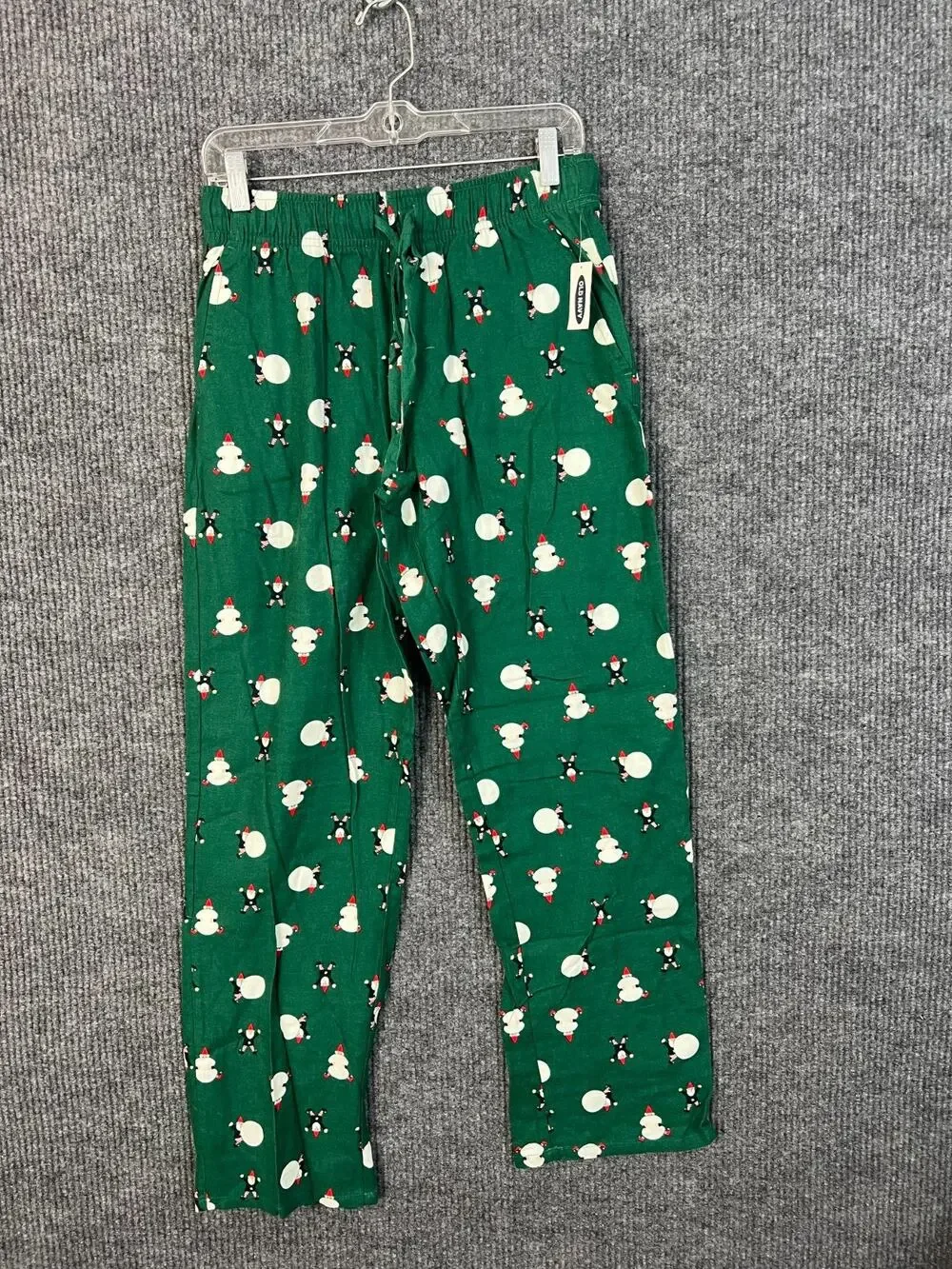 Old Navy Womens Green Christmas Gnome Snowman Pajama Pant Lounge Sleepwear Small